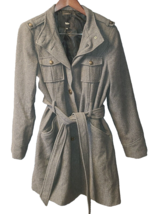Mossimo Wool Blend Coat Women&#39;s Size XXL Belted, 36&quot; Length Gray Button-up - £24.16 GBP