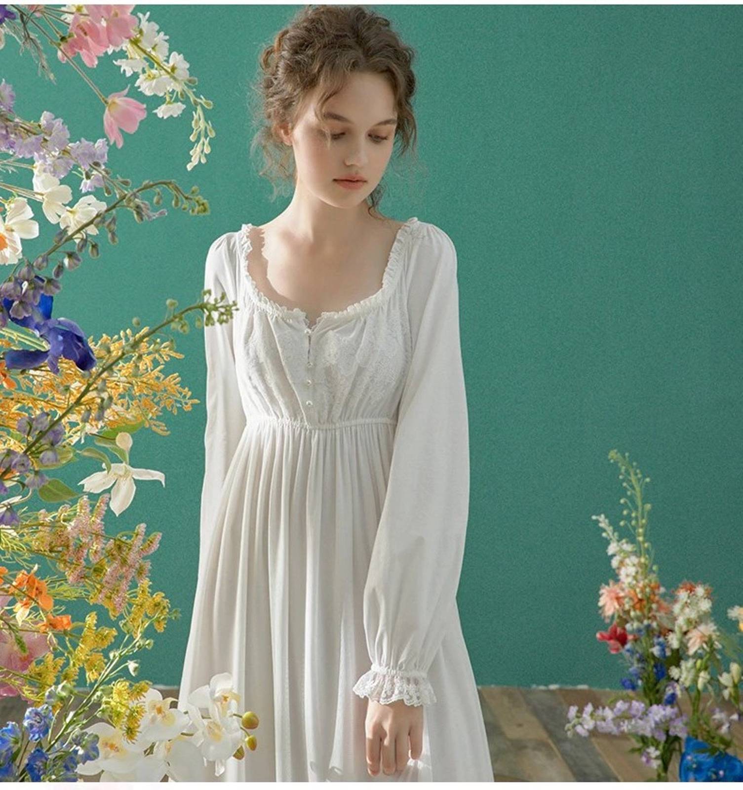 Sexy Sheer Vintage Nightgown, Vintage Victorian Nightgown, Sleepwear Nightie For