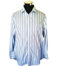 Marks &amp; Spencer Striped Dress Shirt Men&#39;s Size XL Slim Fit Blue White 17/34 - $19.01