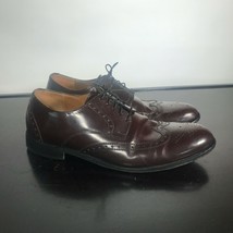 Florsheim Sz 10.5, Burgundy Brown Leather Wingtip Oxfords men shoes. Nice! - £17.36 GBP