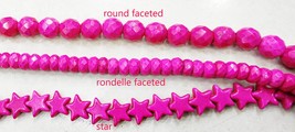 15.5&quot; strand Hot Pink Star Rondelle Faceted Round BeadCherry Scarlet Car... - €4,98 EUR