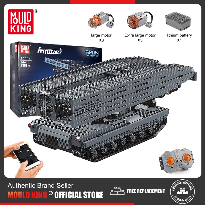 MOULD KING 20002 Technical Remote Control Military Tank Building Blocks Armored - £327.67 GBP