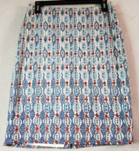 LOFT Skirt Womens Size 4 Blue Gray Southwestern Cotton Lined Vented Back Zipper - £15.80 GBP