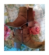 Just Fab Brown Zippered Ankle Boots Sz 7 - £13.86 GBP