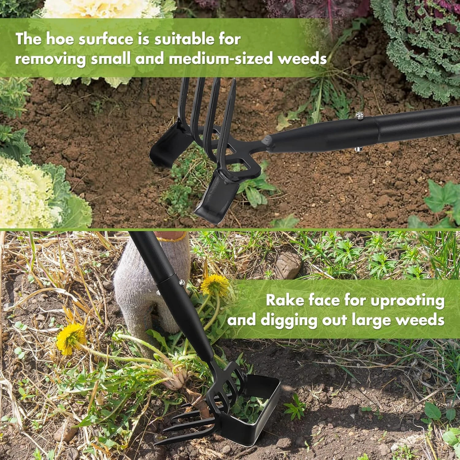 Hula Hoe Garden Tool - 2 in 1 Stirrup Action Hoe & Rake,Heavy Duty Weeding & ... Item image 3