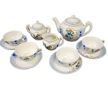 Vintage Childs 11 Piece China Tea Set Cups Saucers Tea Pot Sugar &amp; Cream... - £15.84 GBP