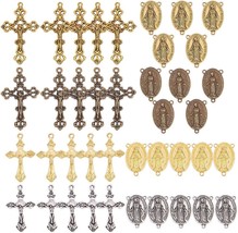 SUNNYCLUE Tibetan Style Rosary Cross Charms and Center Miraculous Medal ... - $23.77