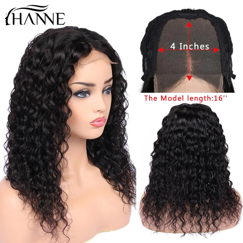 HANNE Hair 4*4 Lace Closure L/M/R 3 Part Wigs Brazilian Remy Wigs Glueless Water - £113.12 GBP+