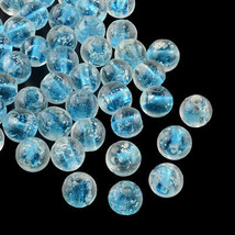 10 Glow In The Dark Glass Beads 12mm Lampwork Blue Jewelry Making Supplies Set - £6.32 GBP