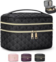 Travel Makeup Bag Double Layer Make Up Bag Portable Large Cosmetic Bag Wide open - £27.11 GBP