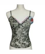 B TRU Gray Sz M Teddy Neglige Top Stretch Lace Sheer Sexy VTG 90s NOS - $33.17