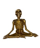 Halloween Golden Skeleton Meditating Decor 6&quot; (Chipping On Back, SHIPS I... - $26.19 CAD