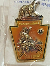 Vintage Pennsylvania Lions Club Bear &amp; Ram Lapel Pin 1983 PA New and Rare! - £9.59 GBP