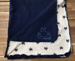Baby Gap Raccoon Baby Blanket Navy Blue Cream 31”x29.5” - $23.74