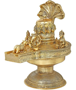 20&quot; Shiva Linga with Shiva Family and Shiva Heads on Linga In Brass | Ha... - £1,910.64 GBP