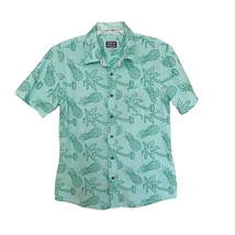 Cornerstone Bodega Aqua Pineapple Print Button Down Shirt Medium - $28.05