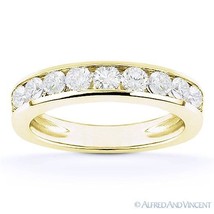 Forever ONE D-E-F Round Cut Moissanite 14k Yellow Gold Anniversary Wedding Band - £586.87 GBP