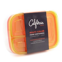3pk California Basics 3-Compartment Multi-Color Portion Food Storage Containers - £7.83 GBP
