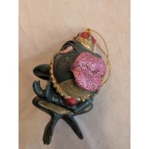 Katherine Collection Kissing Frog King Crown Pink Glitter Lips Ornament - $20.78