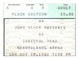 Grateful Dead Concert Ticket Stub Novembre 10 1985 Meadowlands Neuf Maillot - $75.82