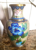 Vintage Chinese Cloisonne Vase Flowers Cloud Pattern 5.25&quot; Tall - $29.99