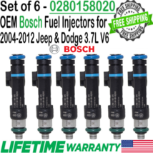 Genuine Bosch x6 Fuel Injectors for 2004-2012 Jeep &amp; Dodge 3.7L V6 #0280158020 - £85.43 GBP