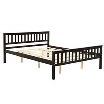 Queen Wood Platform Bed with Headboard - Color: Espresso - Size: Queen Size - £196.74 GBP