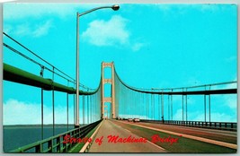 Straits of Mackinac Suspension Bridge Michigan MI UNP Chrome Postcard F14 - £2.31 GBP