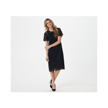 Isaac Mizrahi Live! Lace Fit and Flare Scoop Neck Dress (Black, X-Small) A395261 - £21.65 GBP