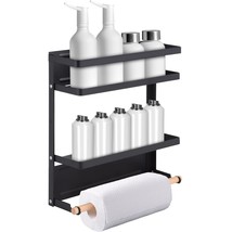 Paper Towel Holder With Shelf, Magnetic Shelf Bracket Rack, Heavy Duty R... - £38.32 GBP