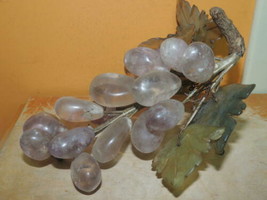 Vintage Chinese Lavender Quartz Amethyst Grape Leaves Jade Jadeite Nephrite - £68.13 GBP