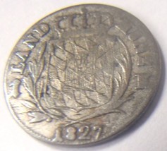 1827 GERMANY Kingdom of Bavaria LAND MÜNZ Ludwig I 1 Kreuzer Silver Bill... - $24.99