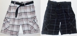 Blue Gear Boys Plaid Cargo Shorts w/Belt 2 Colors Sizes 12, 14 or 18 NWT - $12.59