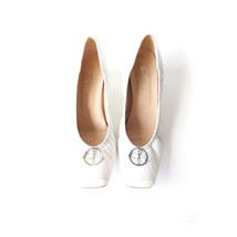 $480 JENNIFER TATTANELLI Shoes Sz 8 Womens White Leather Ballet Wedge *L... - £143.70 GBP
