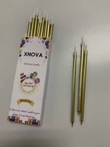 24-Count Gold Long Thin Metallic Birthday Candles, Cake Decorations - Un... - £10.20 GBP