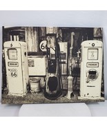 Vintage Route 66 MAN CAVE Wall ART Wrap w/ Vintage Gas Pumps 24x18 Inch - £64.88 GBP