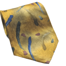 Cocktail Colors Blue Gold Abstract Geometric Novelty Silk Necktie - £16.31 GBP