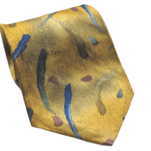 Cocktail Colors Blue Gold Abstract Geometric Novelty Silk Necktie - £16.42 GBP