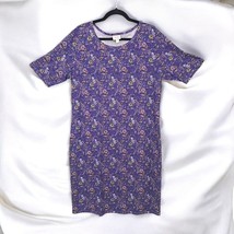 LuLaRoe Julia Dress Womens 3XL Purple T-Shirt Knee Length Floral Geometrical - $27.10