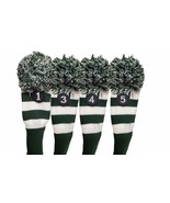 Tour 1 3 4 5 Driver Fairway Wood Green & White Golf Headcover Knit Pom Pom Cover - $41.65