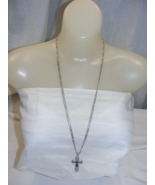 Vintage Sterling Silver Necklace Cross Pendant Turquoise &amp; Colored Stone... - €126,65 EUR