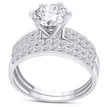 1.75CT Moissanit Solitaire Braut Set Verlobungsring 925 Sterlingsilber V-Day - £157.82 GBP