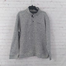 Eddie Bauer Sweater Mens XL Gray Radiator Fleece Pullover 1/4 Snap Mock ... - $24.99