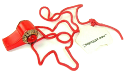 Vtg 90s Necklace plastic Whistle Retro Mod red Attitude streetwear vsco kidcore - £9.54 GBP