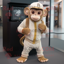 Beige Capuchin Monkey mascot costume character dressed with a Leggings and Caps - £985.96 GBP