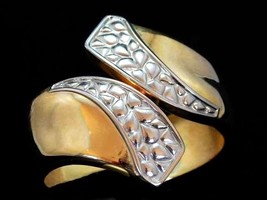 Vintage RETRO Bracelet Silver Gold Toned Hinged Cuff Bracelet 1980S - £16.71 GBP