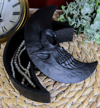 Macabre Witchcraft Gothic Black Skeletal Crescent Moon Skull Decorative Box - £36.76 GBP