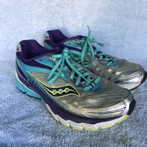 Saucony Power Grid Ride 8 Running Shoes Grey Blue Purple Womens Size 6.5 - £15.78 GBP