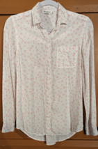 Beach Lunch Lounge White w/ Red Hearts Top Size XS Long Sleeve Button Up... - £11.35 GBP