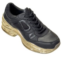 CAPE ROBBIN Attitude C Womens Shoes Black Faux Leather Sneakers Gold-ton... - $22.49